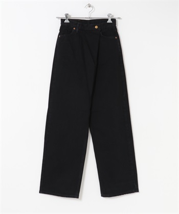 【別注】Lee × ROSSO 日本製正面打褶牛仔褲(黑色-M-BLACK)