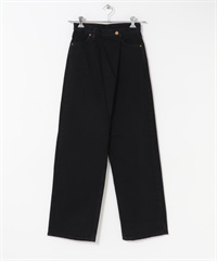 【別注】Lee × ROSSO 日本製正面打褶牛仔褲(黑色-M-BLACK)