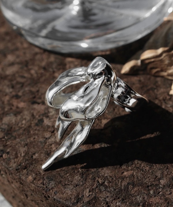 Soierie / Ribbon large ring(銀色-約11號-SILVER)