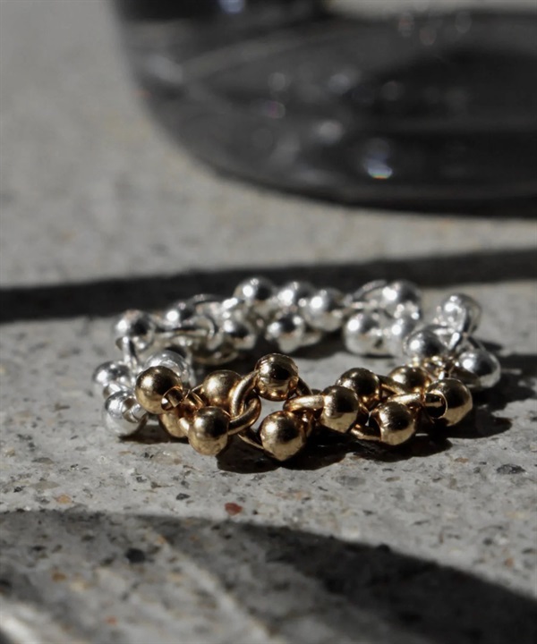 Soierie / Pome chain simple ring(銀色x金色-約13號-其他金色)