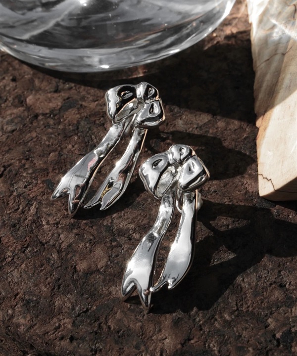 Soierie / Ribbon small earing  (2p)(銀色-one-SILVER)