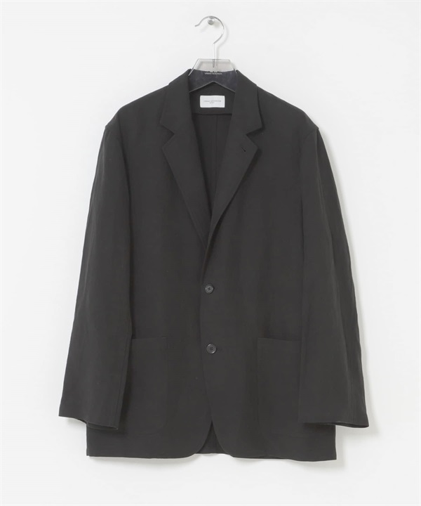 new basic 絲亞麻混紡單排扣西裝外套(黑色-M-BLACK)