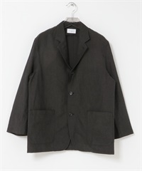 new basic 羊毛亞麻單排扣襯衫西裝外套(黑色-M-BLACK)