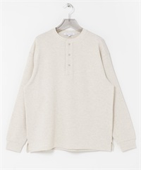 UR TECH 細密華夫格亨利領長袖上衣(燕麥色-M-OATMEAL)