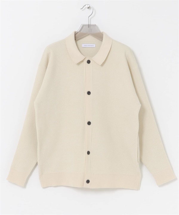 奢華雪尼爾紗POLO開襟衫(象牙白-M-IVORY)