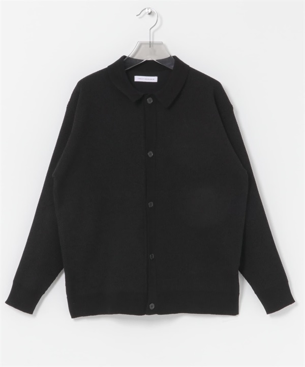 奢華雪尼爾紗POLO開襟衫(黑色-M-BLACK)