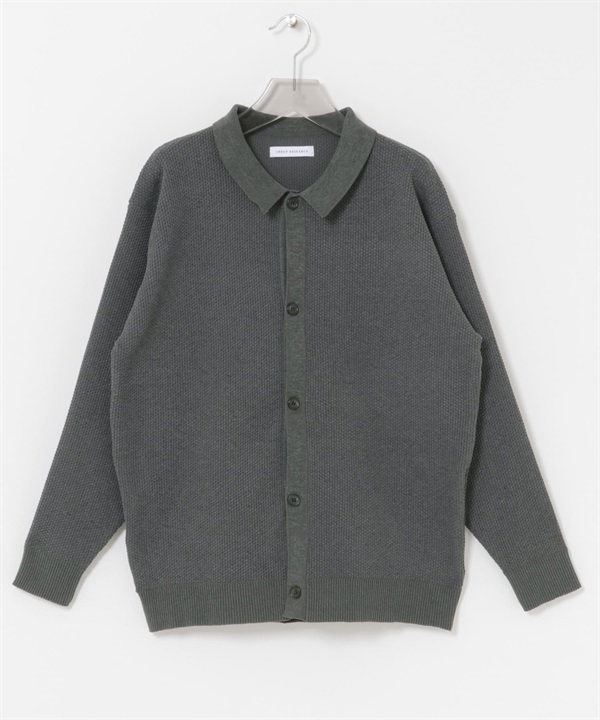 奢華雪尼爾紗POLO開襟衫(炭灰色-M-CHARCOAL GRAY)