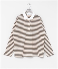 襯衫領多彩橫紋上衣(米白色-FREE-OFF WHITE)