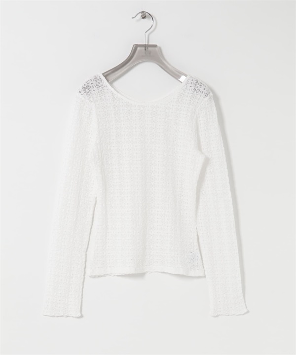 2WAY彈性蕾絲上衣(米白色-FREE-OFF WHITE)