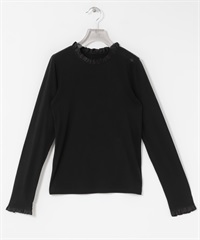 荷葉邊設計透膚上衣(黑色-FREE-BLACK)