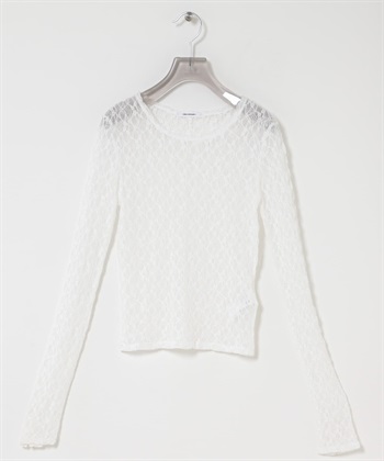 彈性蕾絲上衣(米白色-FREE-OFF WHITE)