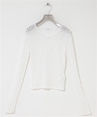 彈性蕾絲上衣(米白色-FREE-OFF WHITE)