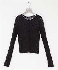 彈性蕾絲上衣(黑色-FREE-BLACK)