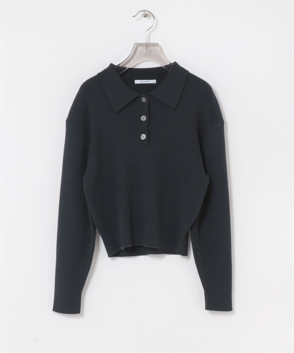 絲棉POLO領針織衫(藏青色-FREE-NAVY)