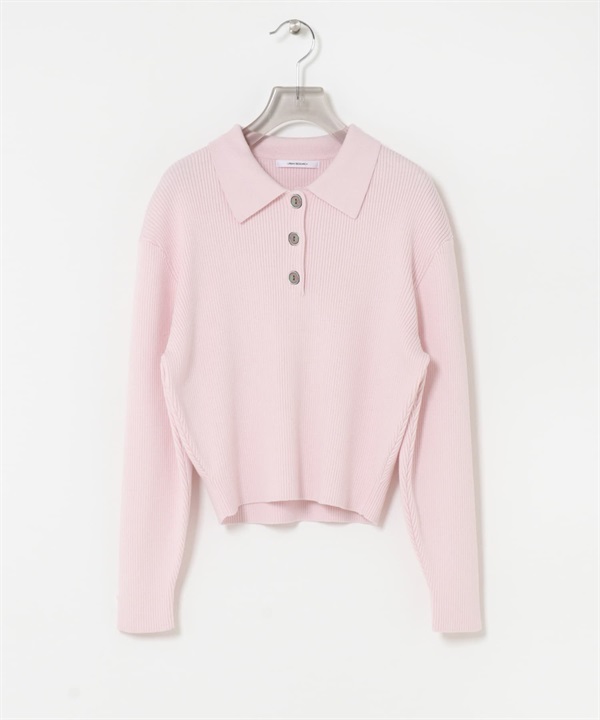絲棉POLO領針織衫(粉紅色-FREE-PINK)