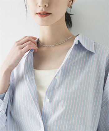 附領巾寬鬆短版襯衫