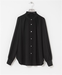 多臂直條紋荷葉邊罩衫(黑色-FREE-BLACK)