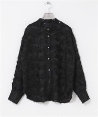 剪花緹織立領襯衫(黑色-FREE-BLACK)