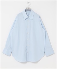 成品染棉質寬版襯衫(薩克斯藍-FREE-其他藍色)