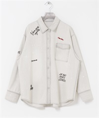 【別注】PICCADILLY / 刺繡牛仔襯衫(淺 灰色-FREE-LIGHT GRAY)