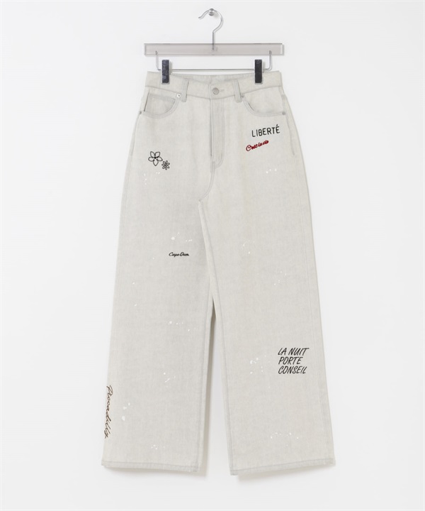 【別注】PICCADILLY / 刺繡牛仔褲(淺灰色-36-LIGHT GRAY)