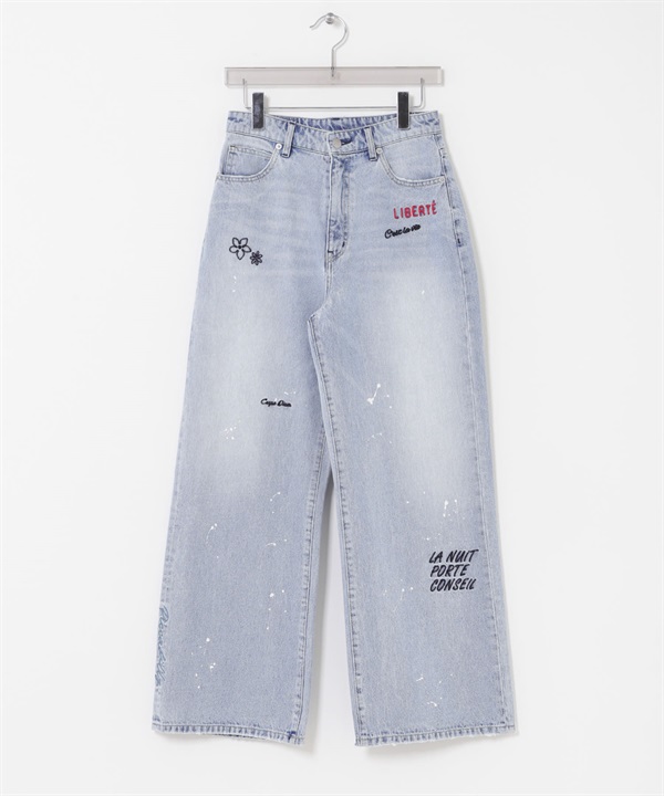 【別注】PICCADILLY / 刺繡牛仔褲(淺靛青色-36-LIGHT INDIGO BLUE)