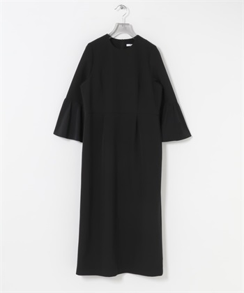 傘狀袖洋裝(黑色-36)