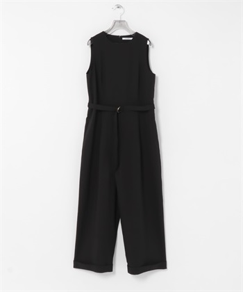 腰帶設計連身褲(黑色-36-BLACK)