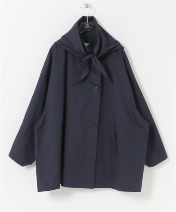 立領中長版風衣(藏青色-38-NAVY)