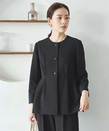 荷葉下襬無領外套