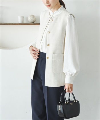 無領粗花呢背心