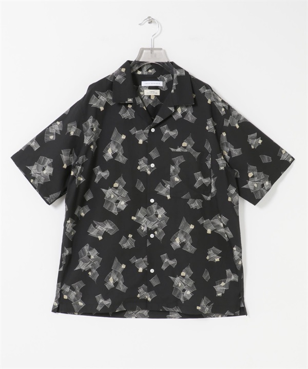 LONGCHAMP 印花開領襯衫(黑色-M-BLACK)