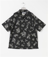 LONGCHAMP 印花開領襯衫(黑色-M-BLACK)