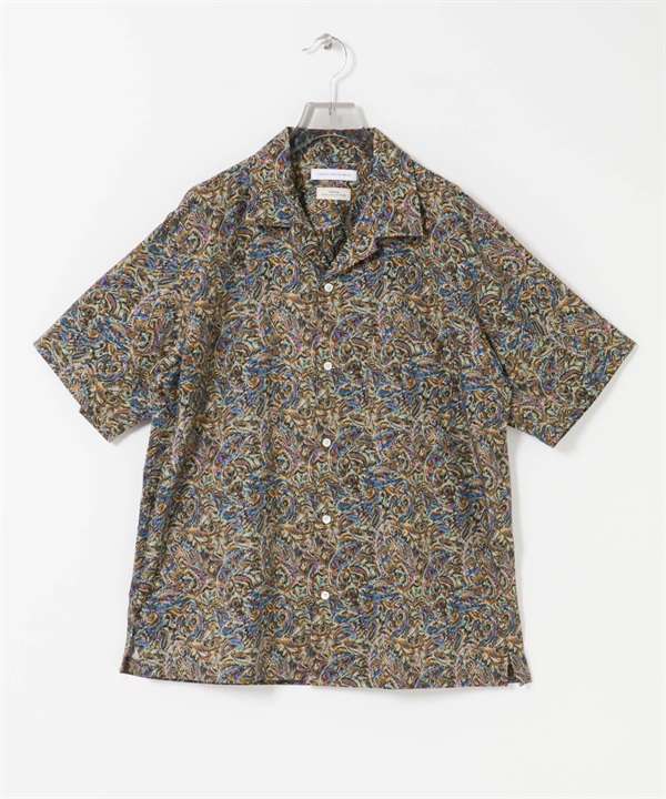 LONGCHAMP 印花開領襯衫(藍色X橘色-M-其他藍色)
