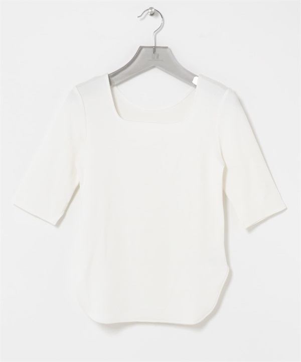 五分袖羅紋上衣(米白色-FREE-OFF WHITE)