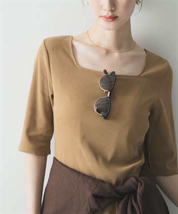 五分袖羅紋上衣