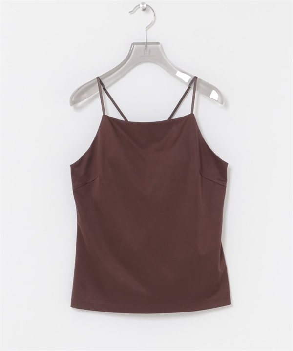 銅氨纖維緞紋附罩杯細肩帶背心(棕色-FREE-BROWN)