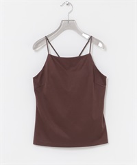 銅氨纖維緞紋附罩杯細肩帶背心(棕色-FREE-BROWN)