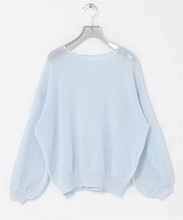 紙紗船型領針織衫(薩克斯藍-FREE-其他藍色)