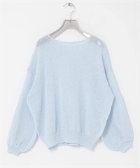紙紗船型領針織衫(薩克斯藍-FREE-其他藍色)