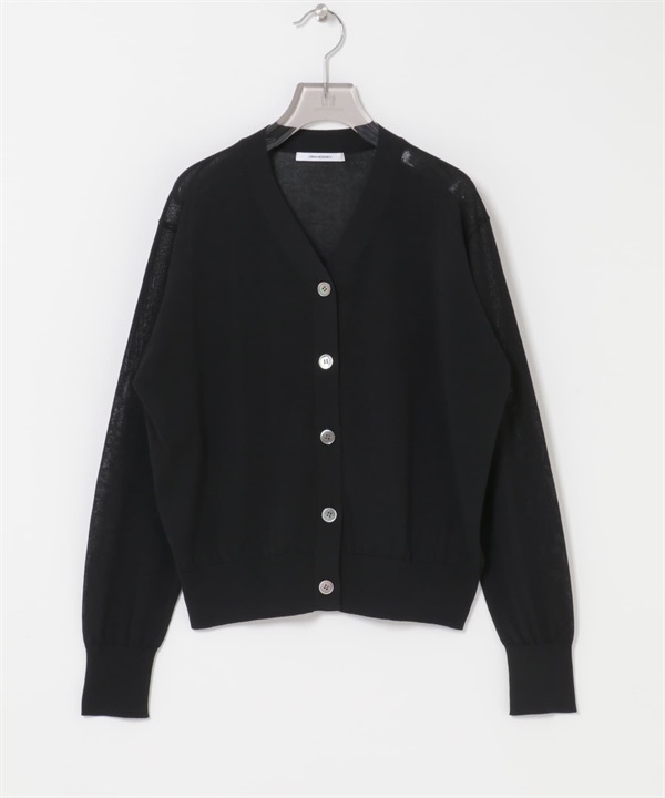 UV CUT加工V領開襟衫(黑色-FREE-BLACK)