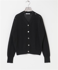 UV CUT加工V領開襟衫(黑色-FREE-BLACK)