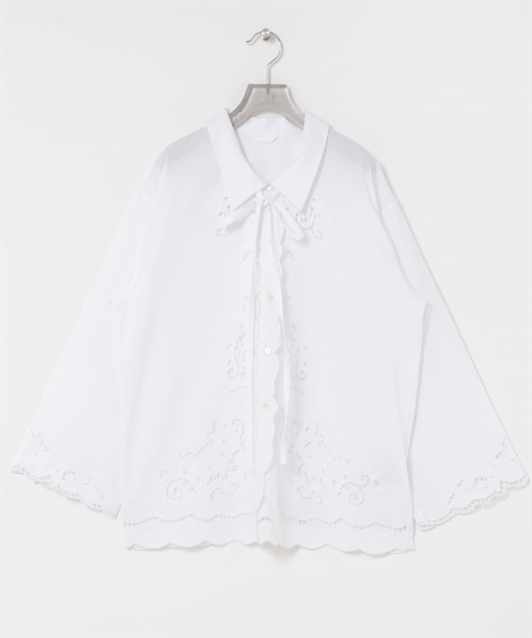 鏤空刺繡襯衫(白色-FREE-WHITE)