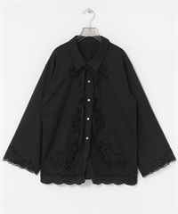鏤空刺繡襯衫(黑色-FREE-BLACK)