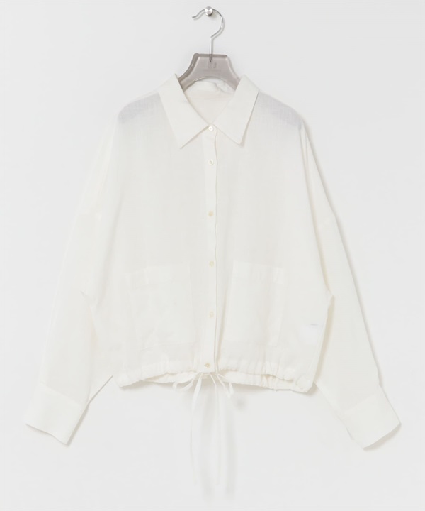 苧麻嫘縈寬鬆短版襯衫(米白色-FREE-OFF WHITE)