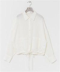 苧麻嫘縈寬鬆短版襯衫(米白色-FREE-OFF WHITE)