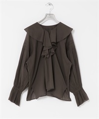 棉質巴里紗荷葉邊罩衫(棕色-FREE-BROWN)