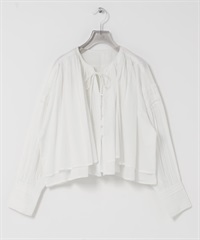 棉質巴里紗碎褶短版罩衫(米白色-FREE-OFF WHITE)