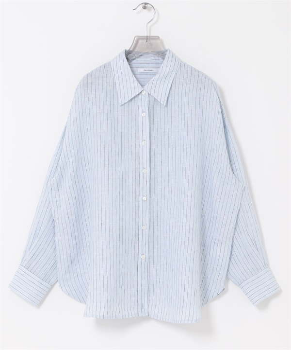 2WAY亞麻襯衫(藍色條紋-FREE-其他藍色)