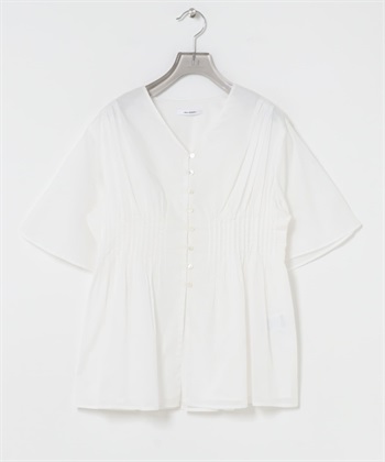 棉質巴里紗打褶設計罩衫(米白色-FREE-OFF WHITE)